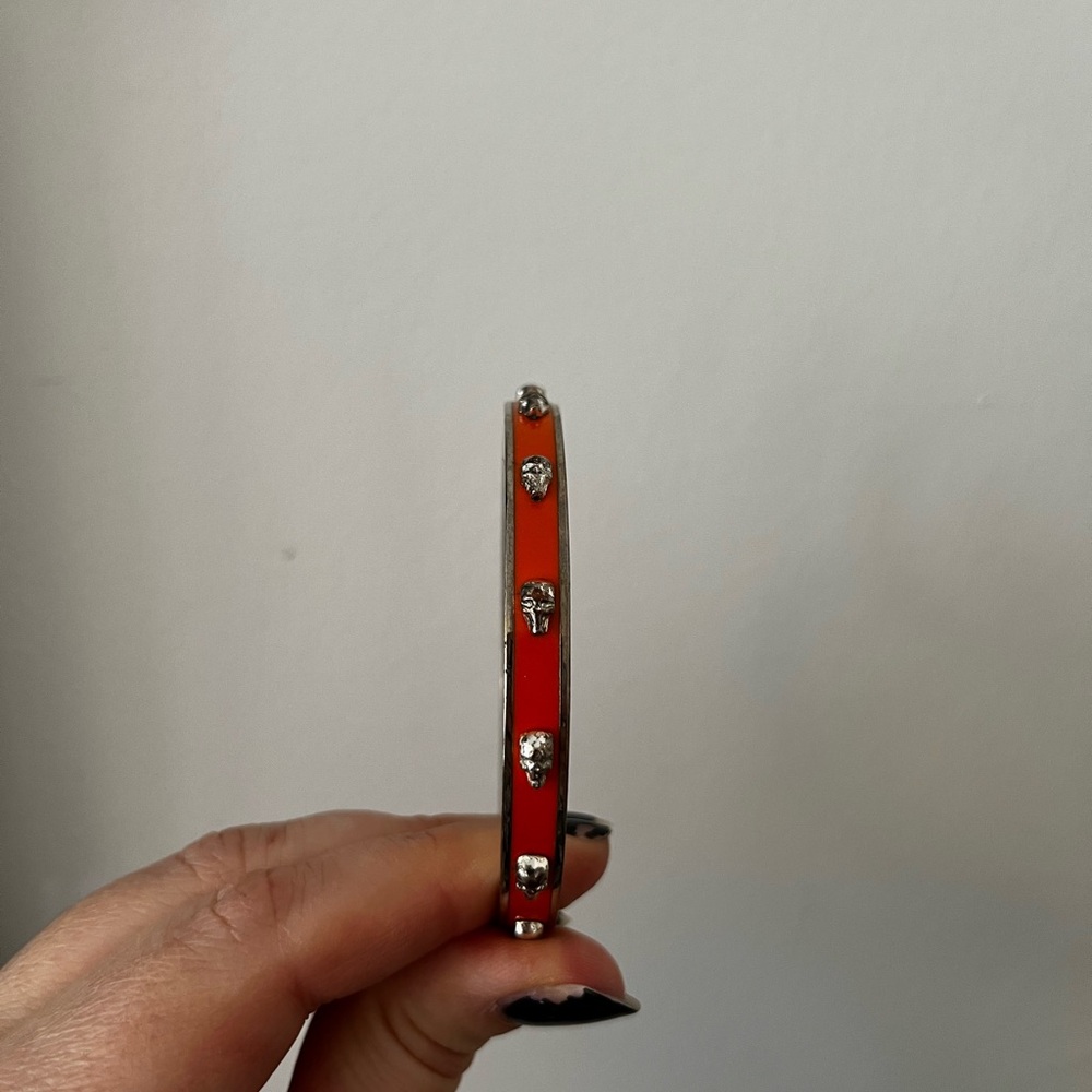 McQueen skull bangle orange enamel and silver